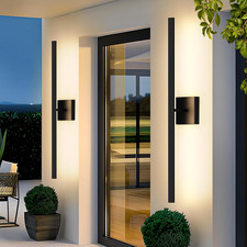 2-Pack 31.75In LED Outdoor Wall Lights Modern Waterproof Porch Sconces Black