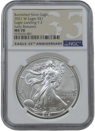 2021 W Burnished American Silver Eagle $1 Coin NGC MS 70 Early Releases T2