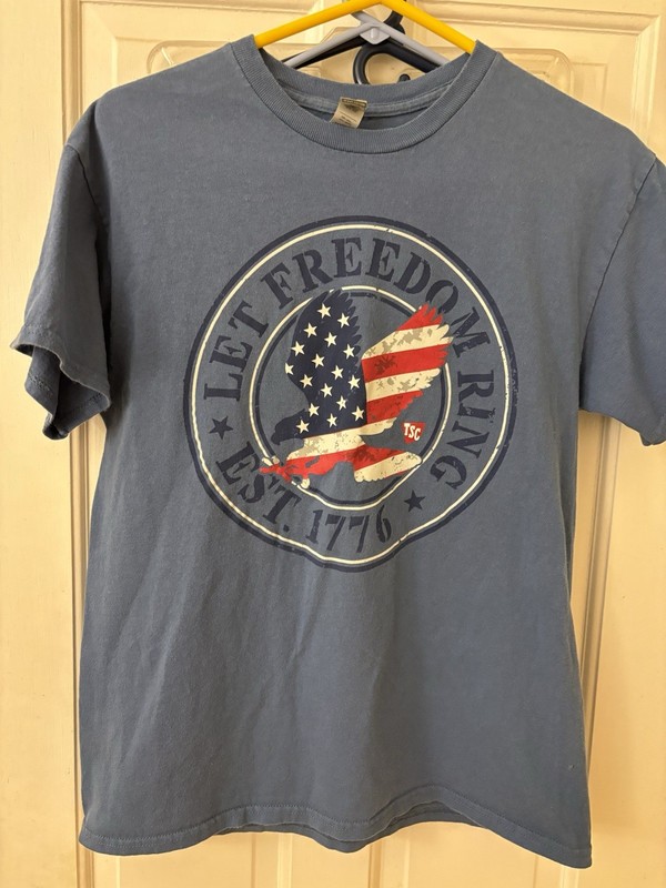Men’s Gildan Graphic T-shirt Size Medium Let Freedom Ring Est. 1776 Patriotic