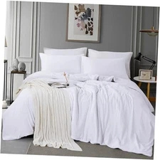 Size Duvet Cover - 3 Piece Bedding Set (1 Duvet Cover & 2 Pillow Queen White