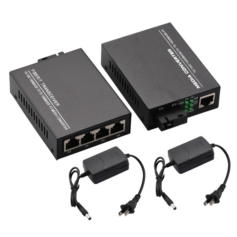 Gigabit Ethernet Media Converter Single Mode Port 4 RJ45 And 1 SC Transceiver k