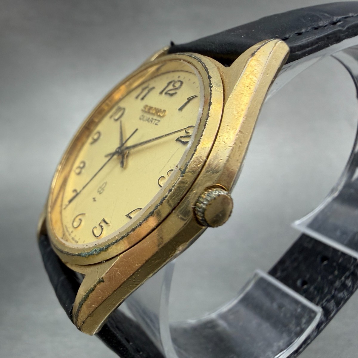 Seiko Watch Men 36mm Champagne Dial Gold Tone Round 7121-8000 New