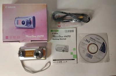Canon PowerShot A470 Digital Camera Orange w/ Accessories  & SD Card