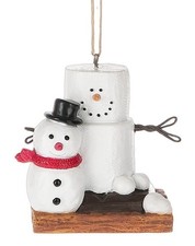 Original S'Mores Smore Man with Fresh Made Snowman Christmas Tree Ornament