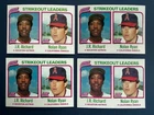1980 Topps Nolan Ryan Leaders Baseball (4) Cards. Near Mint. California Angels.