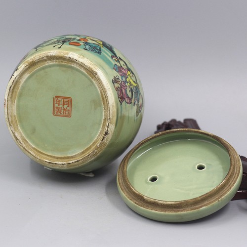 Powder Porcelain Colored Group Infant Picture Cricket Jar Qing Dynasty Tongzhi - Picture 4 of 5