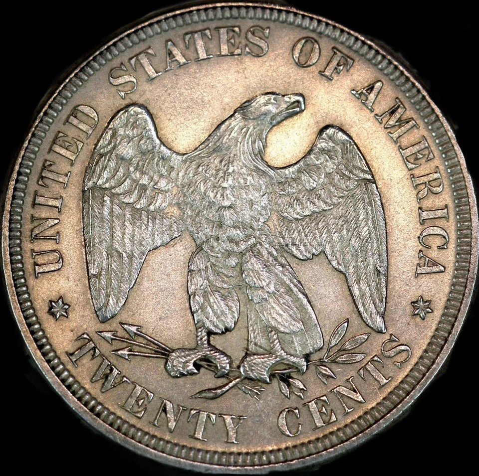 1876 PF High UNC Twenty Cent Piece GEM Proof KEY Low Mintage Only 1260 Struck * - Image 2 of 4