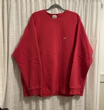 VTG Nike Mini Swoosh USA Made Sweatshirt Red Grey Tag Crew Neck 2XL 1990s Men’s