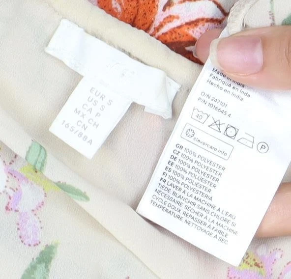 H&M Women's Multicoloured Floral Ruffle Tunic Blouse Size 10 - Image 4 of 4