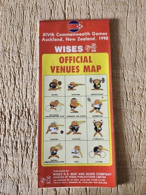 XIVth Commonwealth Games Map Auckland New Zealand 1990 Used