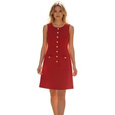 NWT J. Crew Red Sleeveless Button Front A-Line Dress Small Gold Buttons $128