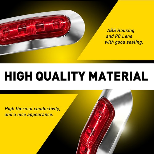 10/30x 12V 4 LED Side Clearance Marker Lights Truck Trailer Lamps White Chrome - Picture 149 of 271
