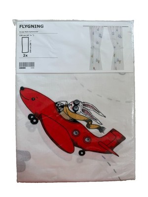 New IKEA Flygning Curtains 2 Panels Kids Room 2016 47 1/4 x 98  Rabbits Airplane
