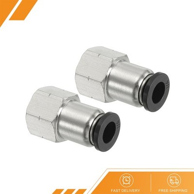 2 Pcs Female Straight 1/4'' Tubing OD 1/8'' NPT Thread Push to Connect Fittings