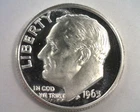 1963 ROOSEVELT DIME GEM PROOF CAMEO+ GEM PR CAM.+ NICE ORIGINAL COIN BOBS COINS