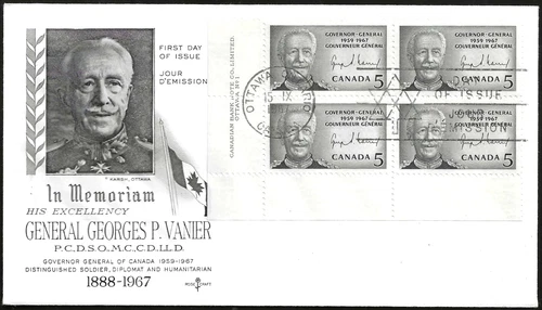 🍁Canada  #474 LLpb   "GEORGE VANIER"     Fine Used   1967  Rosecraft Cover