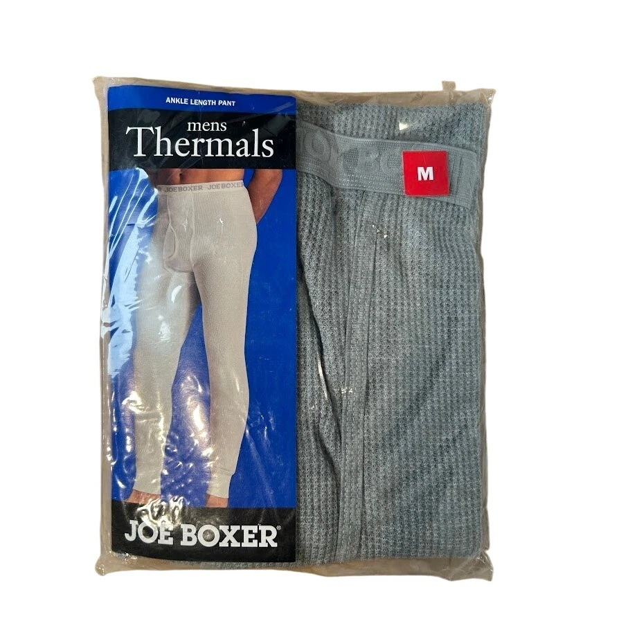 Joe Boxer Mens Thermal Pants Waffle Knit Long Johns Gray Ankle Length Medium