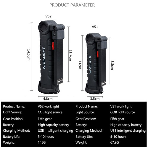 Rechargeable LED COB Work Light Mechanic Flashlight Lamp Magnetic Base Bright - Picture 11 of 12