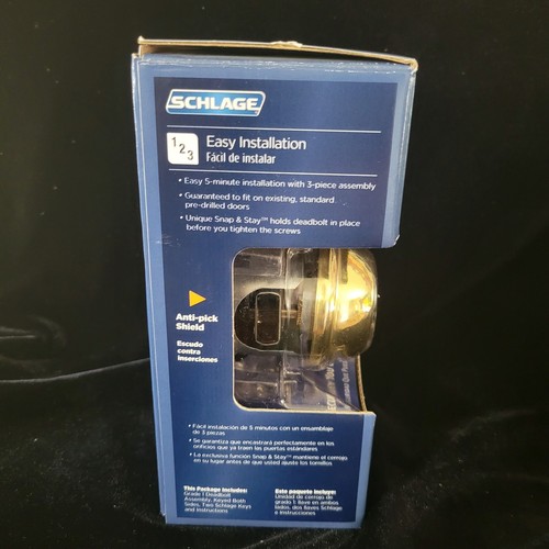 Schlage Double Cylinder Door Deadbolt Locks From Both Sides NEW Bright Brass - Picture 3 of 7