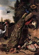 Art Oil painting Melchior-D_-Hondecoeter-Peacocks birds in landscape art