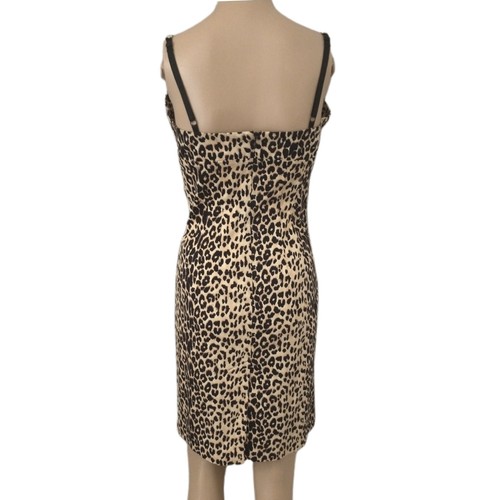 Y2K Animal Print Bodycon Dress M Mob Wife Sexy Stretch Rocker Vtg 90s Forever 21 - Picture 6 of 19