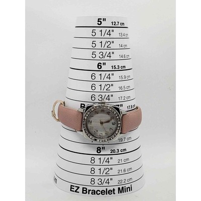 Women\'s dress watch 9357. Silver iridescent face, Jeweled bevel with pink band Women main image 4