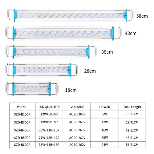 18-75CM Super Slim LEDs Aquarium Lighting Aquatic Plant Light Extensible Waterpr - Picture 5 of 39