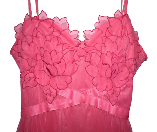 Vtg 1960s Nightgown and Robe Peignoir Set by Laros Floral/Leaf Applique Sheer Sm - Picture 3 of 24