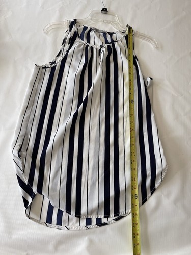 Dalia Womens Stripe Sleeveless Blouse Tunic Pullover Top Black White Size S - Picture 5 of 6