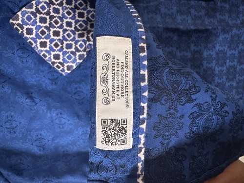 Robert Graham Mens Dress Shirt Blue Floral Design Long Sleeve Button Up Small - Picture 6 of 10