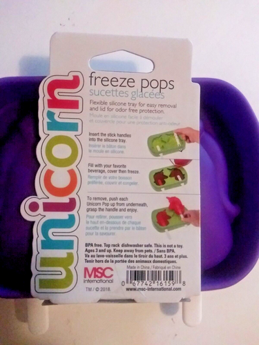 Joie Silicone Unicorn Shaped Freeze Pop Tray, Makes 2 - Picture 3 of 3