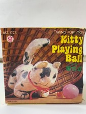 RARE VINTAGE WIND-UP TOY. Kitty Playing Ball