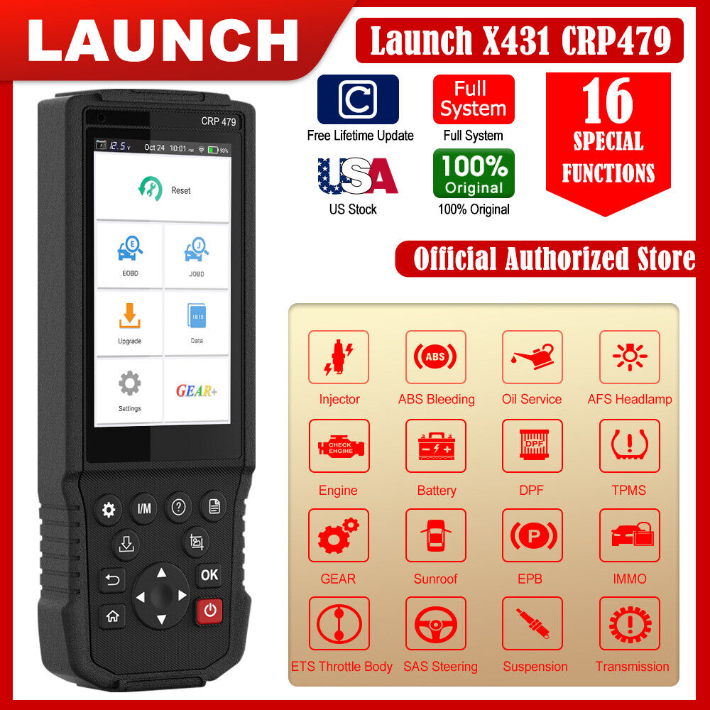 Launch CRP479 OBD2 Car ABS Bleed TPMS DPF Injector Coding battery Reset Scanner