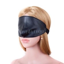 PU Leather Half Face Hood Roleplay Eye Patch Blindfold Binding Slaves mask