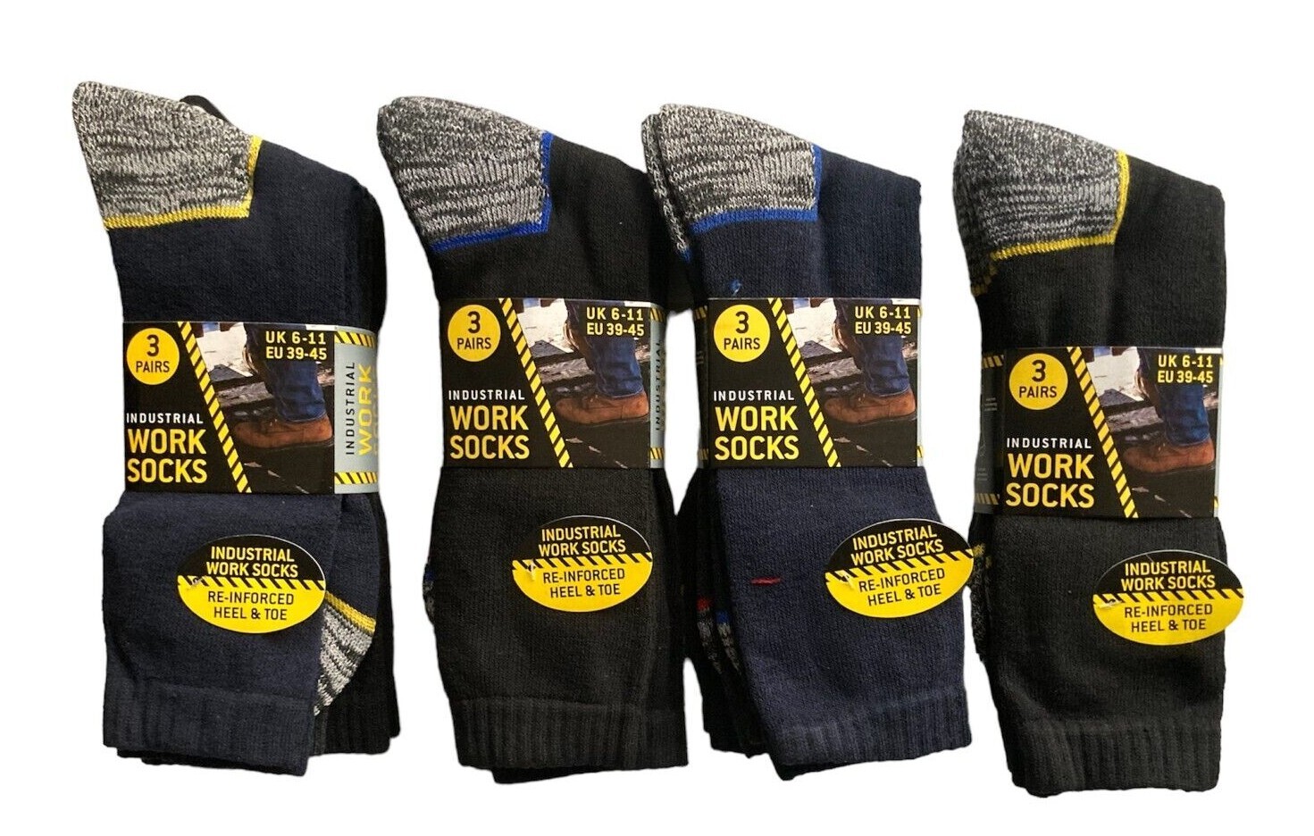 SAOLA Calze da lavoro uomo abbigliamento da lavoro rinforzato suola ammortizzata stivali calzini 6 paia taglia 7 11