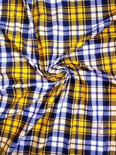 White Yellow 60" Wide Double-Sided Scottish Plaid Flannel Fabric By The Yard
