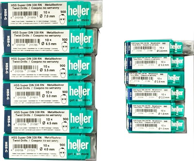 Heller HSS G Spiralbohrer-Set 10-tlg 1mm 1,5, 2,5, 3, 3,5, 4, 4,5, 5, 6,5, 7