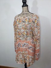 FREE PEOPLE Boho Festival Cut Away Silver Sun Print Dress Size Medium