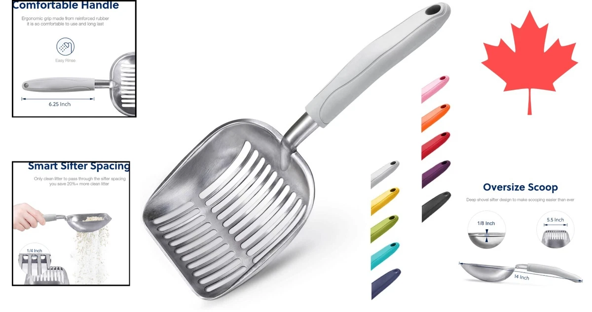 Aluminum Cat Litter Scoop with Long Handle Durable and Heavy