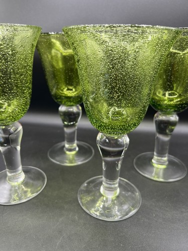 Artland Iris Sage Bubble Glass H/Blown W/Goblet W/Clear Stem- Set Of 4 - Picture 3 of 10