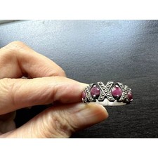 Antique silver and ruby stones ring, Size 7