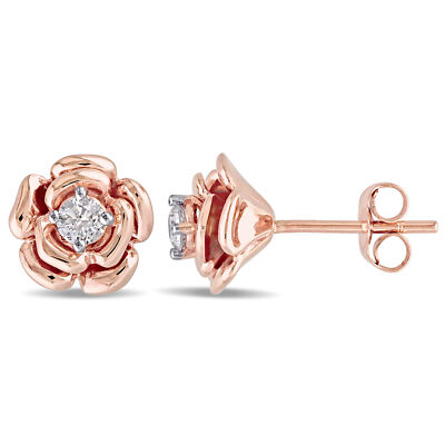 Amour Ohrringe 10 kt Rotgold 1/5 kt TDW Diamant Blume