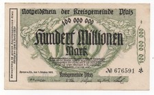 GERMANY SPEYER 100 MILLIONEN MARK 1923 EMERGENCY MONEY NOTGELD LOOK SCANS