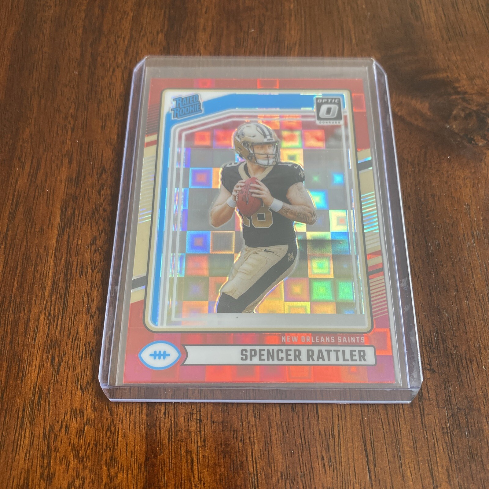 2024 Donruss Spencer Rattler Red Pandora Prizm Optic Preview Rated Rookie #359