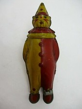 WOW ANTIQUE 8" TALL JOHNNY THE CLOWN TIN WIND UP TOY BY LINSTROM MADE IN USA