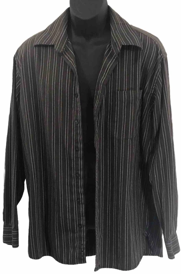 Camisa de vestir para hombre John Ashford L marrón tostado blanco con botones mangas largas Foto 3 de 4