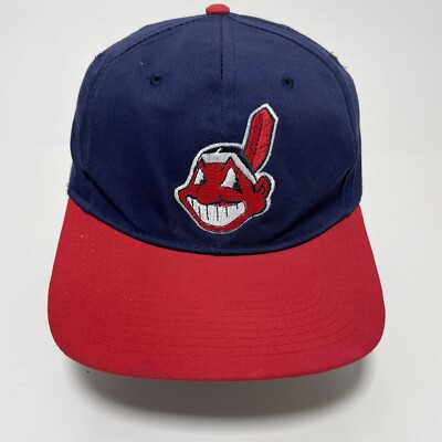 Vintage Cleveland Indians Hat Cap Snapback Chief Wahoo MLB Blue Red Two-Tone MLB