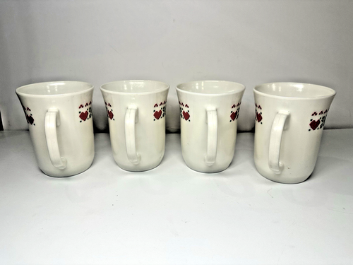 Vintage Arcopal France Dinnerware Milk Glass Red Heart 16 Piece Dish Set - Picture 16 of 21