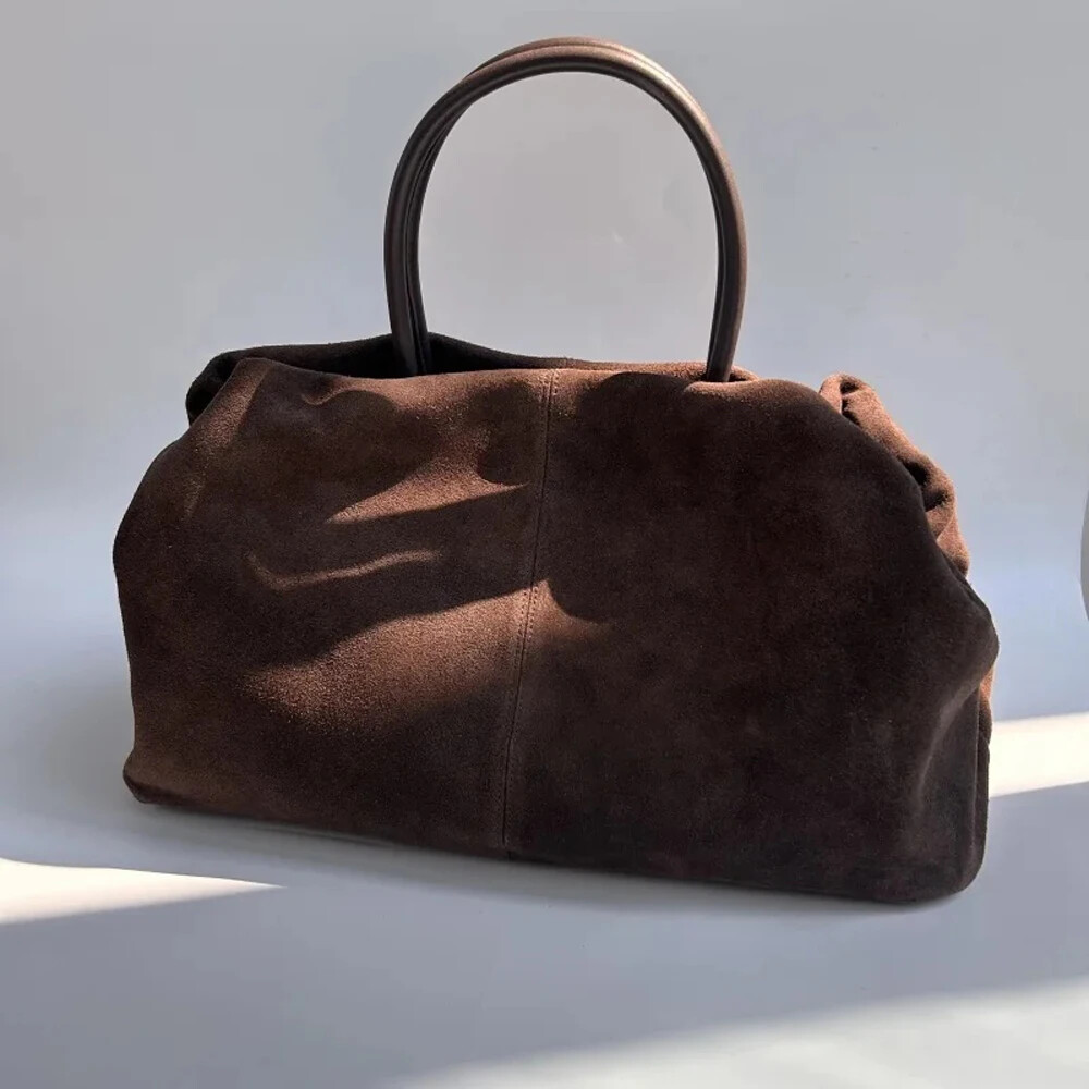 Suede Handbags Women Genuine Leather Tote Bag Shoulder Bag Cowhide