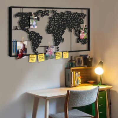 World Map Metal Wall Art Large Decorative Pegboard Modern Decor Ebay Decorative Pegboard Modern Wall Decor